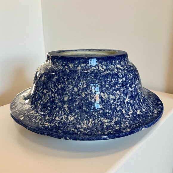 Molly Dallas Blue Spatterware Pottery - Extra Large Serving Bowl Dish - 11.5" D - Picture 3 of 11
